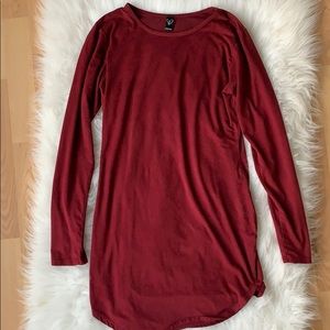 Maroon Velvet Long Sleeve Dress